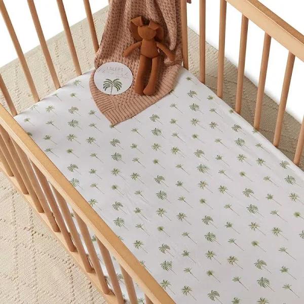 Green Palm Fitted Cot Sheet