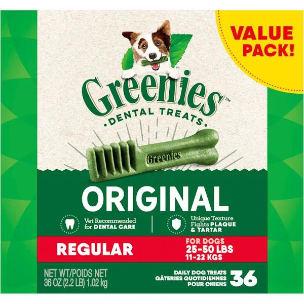 Greenies Original Regular Dog Dental Treats 36 Pieces 4 x 1kg