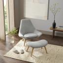 Grey High Armchair With Ottoman, Sculptural Silhouette | Gable by Castlery