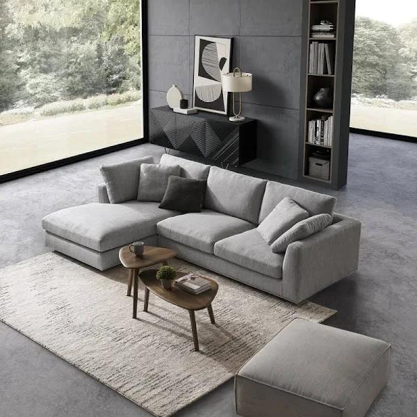 Grey Left Chaise Sectional Sofa, Deep Seats | Hamilton by Castlery