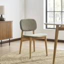 Grey Upholstered Dining Chair, Natural Leg | Kelsey by Castlery