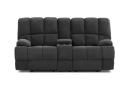 Grey Upholstered Gladiator Fabric 2 Seater Sofa With Console