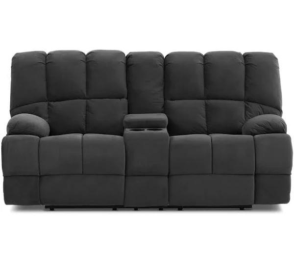 Grey Upholstered Gladiator Fabric 2 Seater Sofa With Console