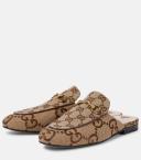 Gucci, Jumbo GG Princetown canvas slippers, Women, Brown, EU 39.5, Flat shoes, Leather