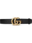 Gucci | Men 40mm GG Gold Buckle Leather Belt Black/Gold 85