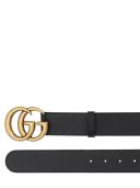 Gucci | Men 40mm GG Gold Buckle Leather Belt Black/Gold 85