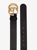 Gucci | Men 40mm GG Gold Buckle Leather Belt Black/Gold 85