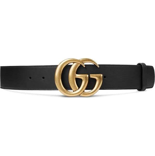 Gucci | Men 40mm GG Gold Buckle Leather Belt Black/Gold 85