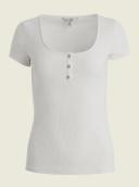 Guess Essential Short Sleeve Karlee Jewel Button Henley in Green M