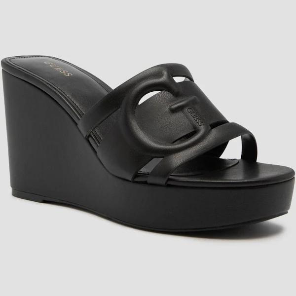 Guess Women's Black Nads Logo Sandal Heels Size: 11
