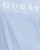 Guess Women's Eco Blue 1981 Rolled Cuff Logo T-Shirt Size: Large