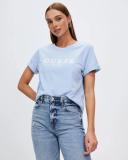 Guess Women's Eco Blue 1981 Rolled Cuff Logo T-Shirt Size: Medium
