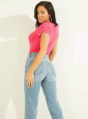 Guess Women's Eco Fuchsia Karlee Jewel Henley T-Shirt Size: Small