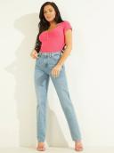 Guess Women's Eco Fuchsia Karlee Jewel Henley T-Shirt Size: XS