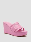 Guess Women's Pink Nads Logo Sandal Heels Size: 7