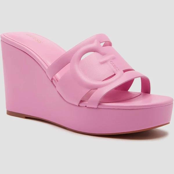 Guess Women's Pink Nads Logo Sandal Heels Size: 7
