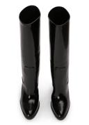 Hadley Black Hi Shine Calf Boots | Heels | Tony Bianco Black Hi Shine / 10