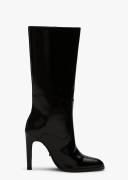 Hadley Black Hi Shine Calf Boots | Heels | Tony Bianco Black Hi Shine / 5.5