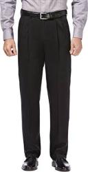 Haggar Men's Premium No Iron Classic Fit Expandable Waist Pleat Front Pant