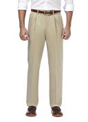 Haggar Men's Premium No Iron Classic Fit Expandable Waist Pleat Front Pant