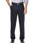 Haggar Men's Premium No Iron Classic Fit Expandable Waist Pleat Front Pant