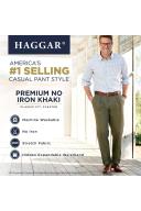 Haggar Men's Premium No Iron Classic Fit Expandable Waist Pleat Front Pant