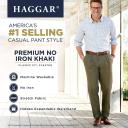 Haggar Men's Premium No Iron Classic Fit Expandable Waist Pleat Front Pant