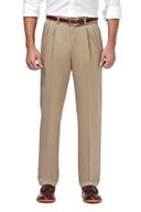 Haggar Men's Premium No Iron Classic Fit Expandable Waist Pleat Front Pant
