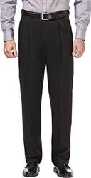 Haggar Men's Premium No Iron Classic Fit Expandable Waist Pleat Front Pant
