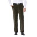 Haggar Men's Stretch Corduroy Expandable Waist Classic Fit Flat Front