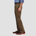 Haggar Mens Pants Brown Size 38x30 Pleated Classic Fit Khaki Stretch