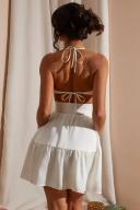Halter Neck Cut Out Mini Dress in White, 14