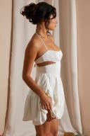 Halter Neck Cut Out Mini Dress in White, 14