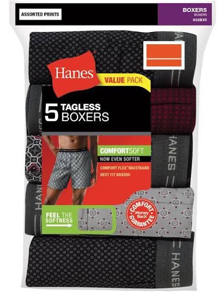 Hanes Men's Tagless Boxer with Exposed Waistband, Multiple Packs Avail