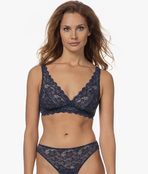 Hanro Moments Lace Soft Cup Bra 071465 Deep Navy 38C