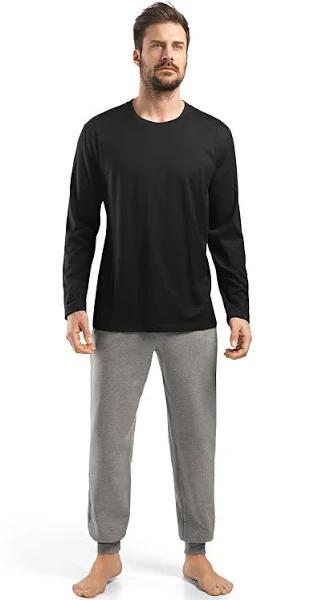 Hanro Night and Day Solid Long Sleeve Tee Black