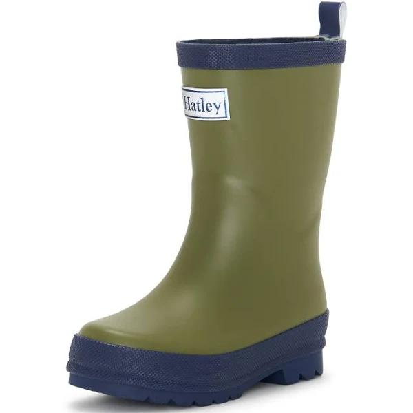 HATLEY Matte Rain Boots Green Rubber Rain Boots