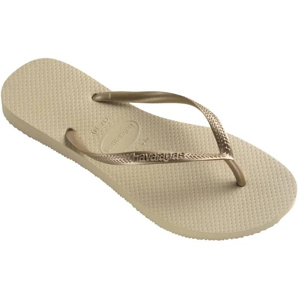 Havaianas Girls' Slim Flip Flops - Sand Grey/Light Golden