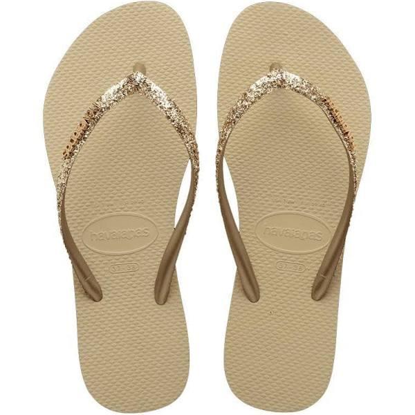 Havaianas Girls Slim Glitter II Flip Flops - Sand Grey