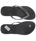 Havaianas Slim Glitter Flip Flop - Black/Dark Metallic Grey 41/42 - Swimoutlet.com