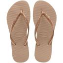 Havaianas Slim Logo Metallic Flip Flops - Rose Gold