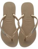 Havaianas Slim Logo Metallic Flip Flops - Rose Gold