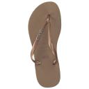 Havaianas Slim Logo Metallic Flip Flops - Rose Gold