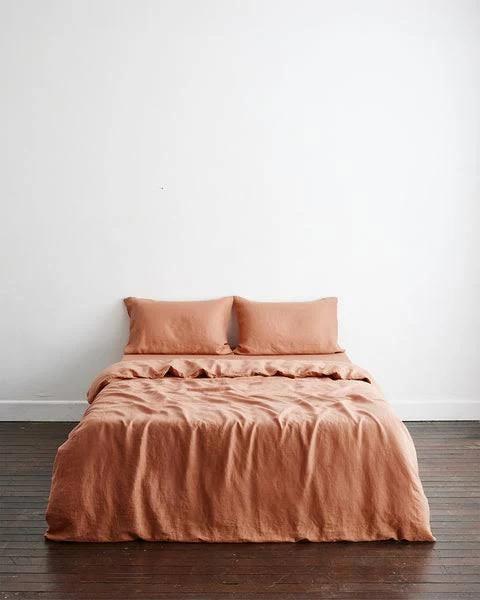Hazelnut 100% French Flax Linen Bedding Set - Queen - Bed Threads