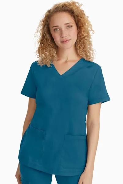 Healing Hands Scrubs Purple Label Jill V-Neck Scrub Top - 3x - Caribbean Blue