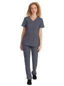 Healing Hands Scrubs Purple Label Jill V-Neck Scrub Top - 3x - Pewter