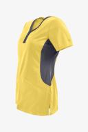 Healing Hands Scrubs Purple Label Stretch Jessi Top - L - Canary w/ Pewter