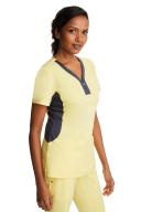 Healing Hands Scrubs Purple Label Stretch Jessi Top - L - Canary w/ Pewter