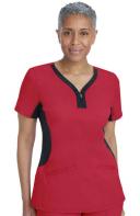 Healing Hands Scrubs Purple Label Stretch Jessi Top - L - Canary w/ Pewter