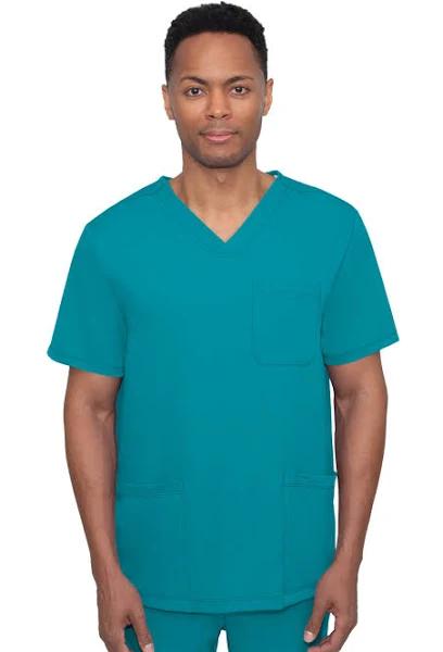 HH Works by Healing Hands Men's Matthew V-Neck Scrub Top - XL - Ceil Blue